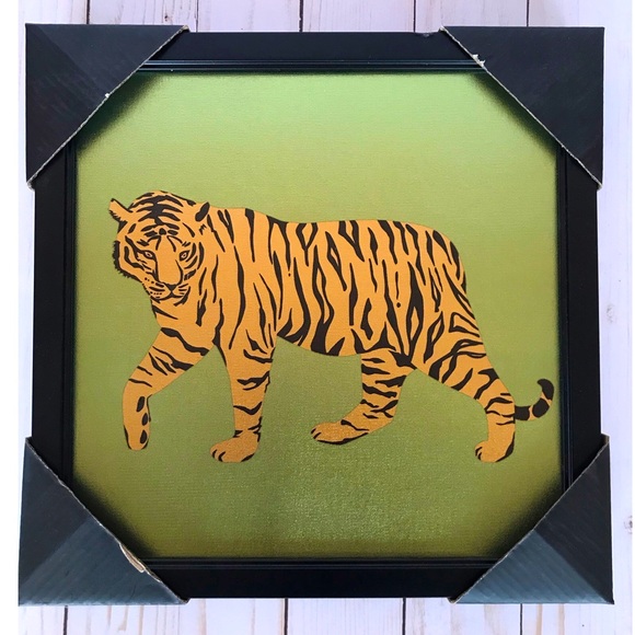 Hobby Lobby Framed Tiger Canvas Painting 10.75 in x 10.75 in - Picture 1 of 3